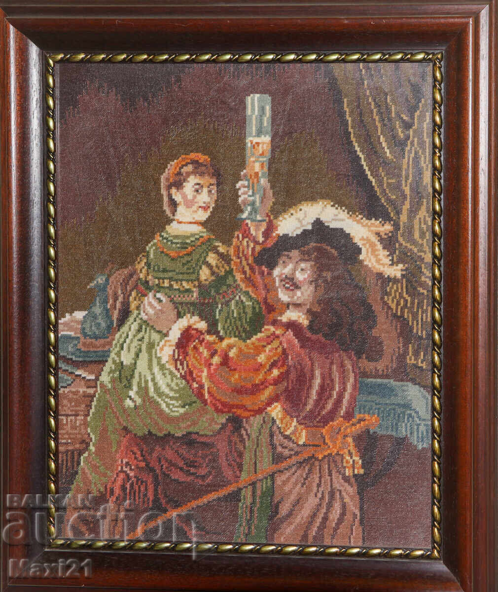 Goblen lucrat manual "după Rembrandt" cu ramă