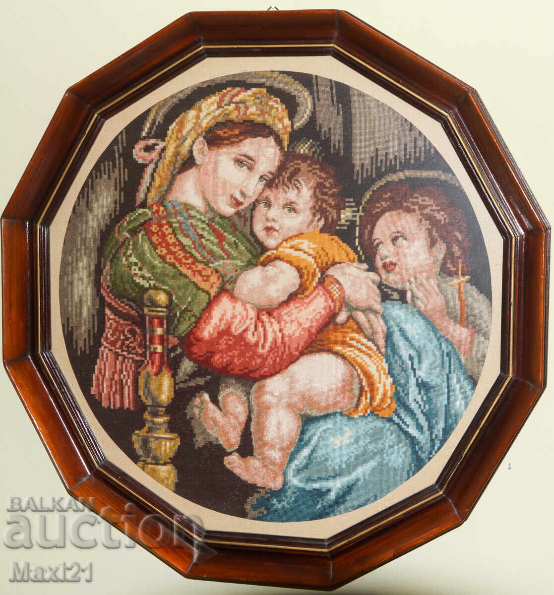 Χειροποίητο κέντημα "Μαντόνα ντε λα Σέντια" με κορνίζα