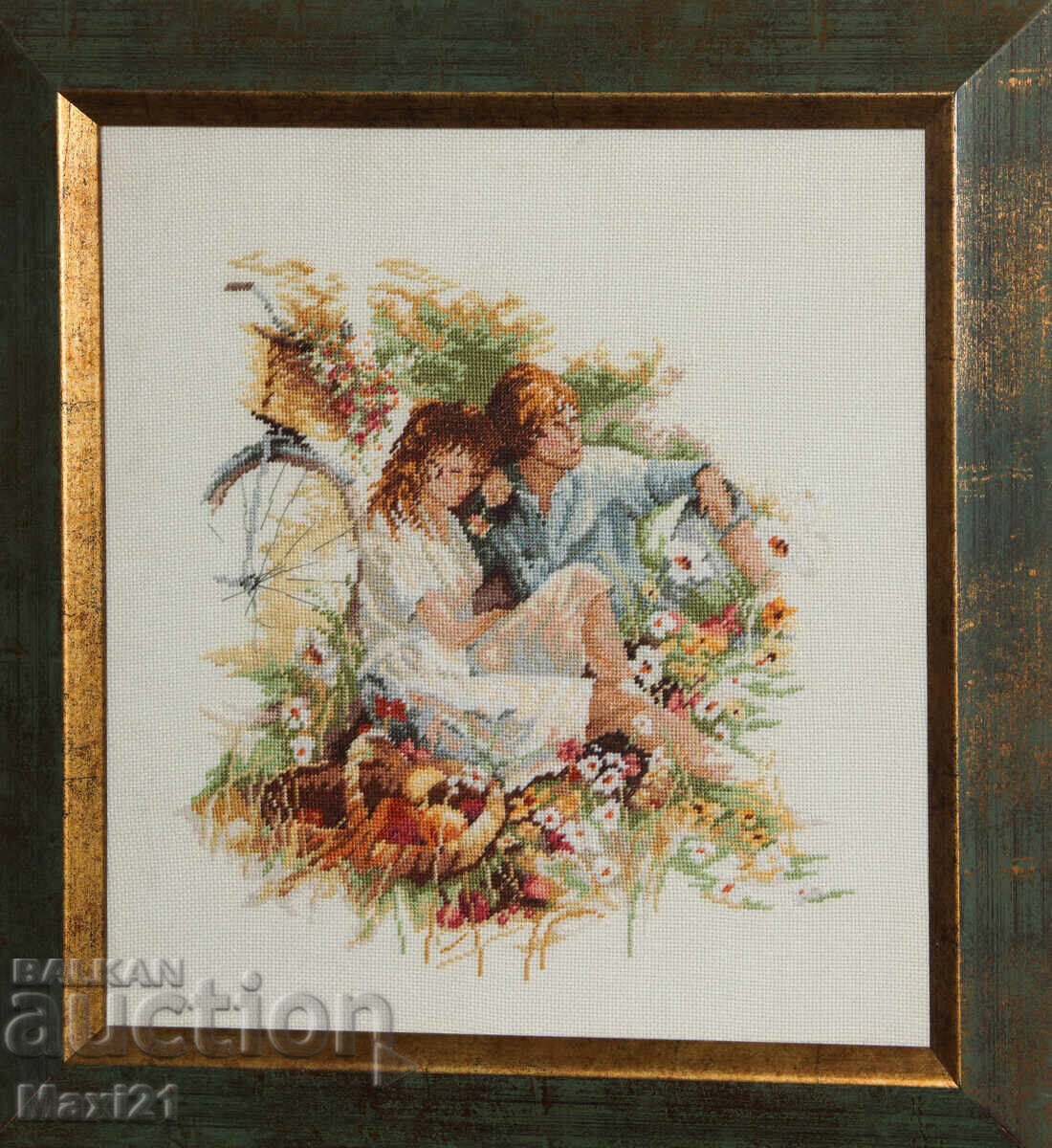 Ръчно изработен гоблен " Пикник " рамка