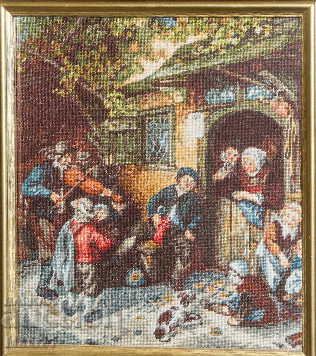 Δημοπρασία Χειροποίητο κέντημα "Ο Βιολιστής" με κορνίζα