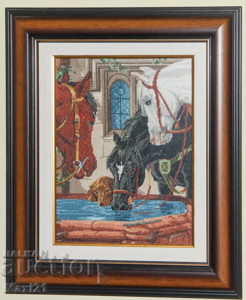 Γομπλέν "Άλογα στο ποτιστήρι" κάδρο με τιμή € 350.00 | 684.54 BGN