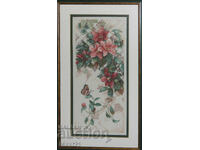 Γομπλέν "Λουλούδια και πεταλούδες" σε κορνίζα