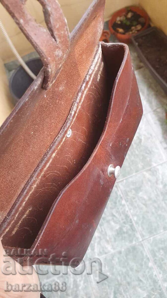 Veche traistă militară Geantă din piele - 6