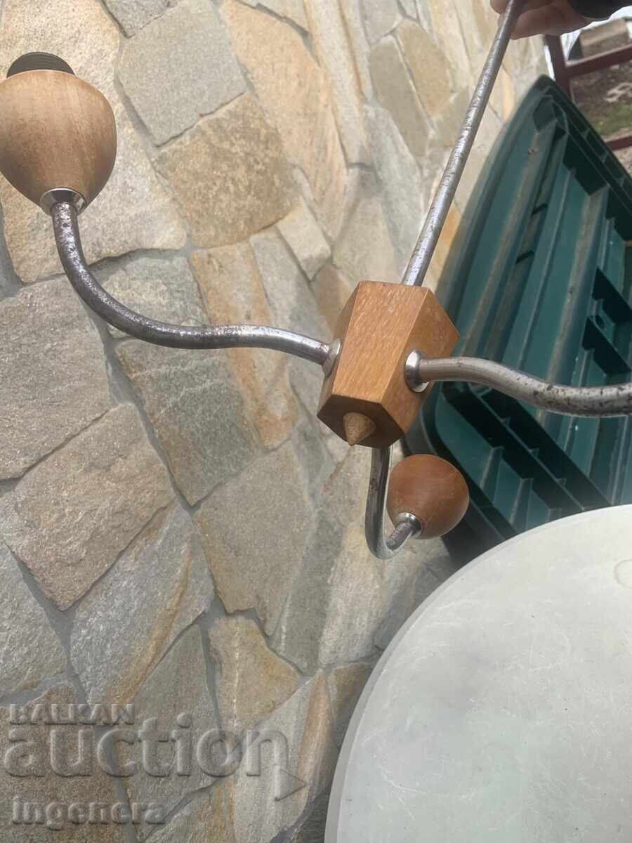 Used Antique Wooden Triple Chandelier - 5