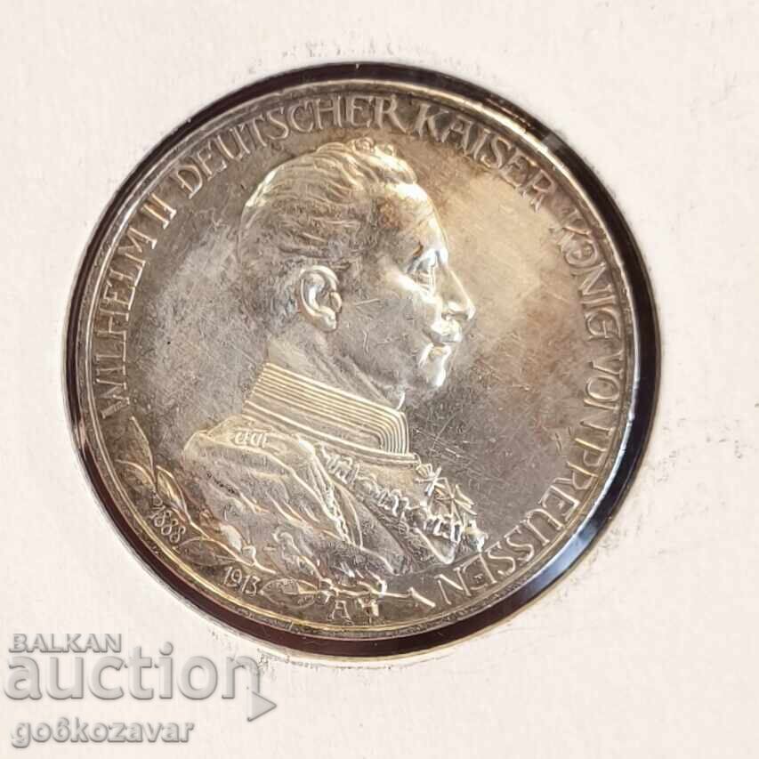 Германия Прусия 3 марки 1913г Сребро с цена € 53.00 | 103.66 лв.