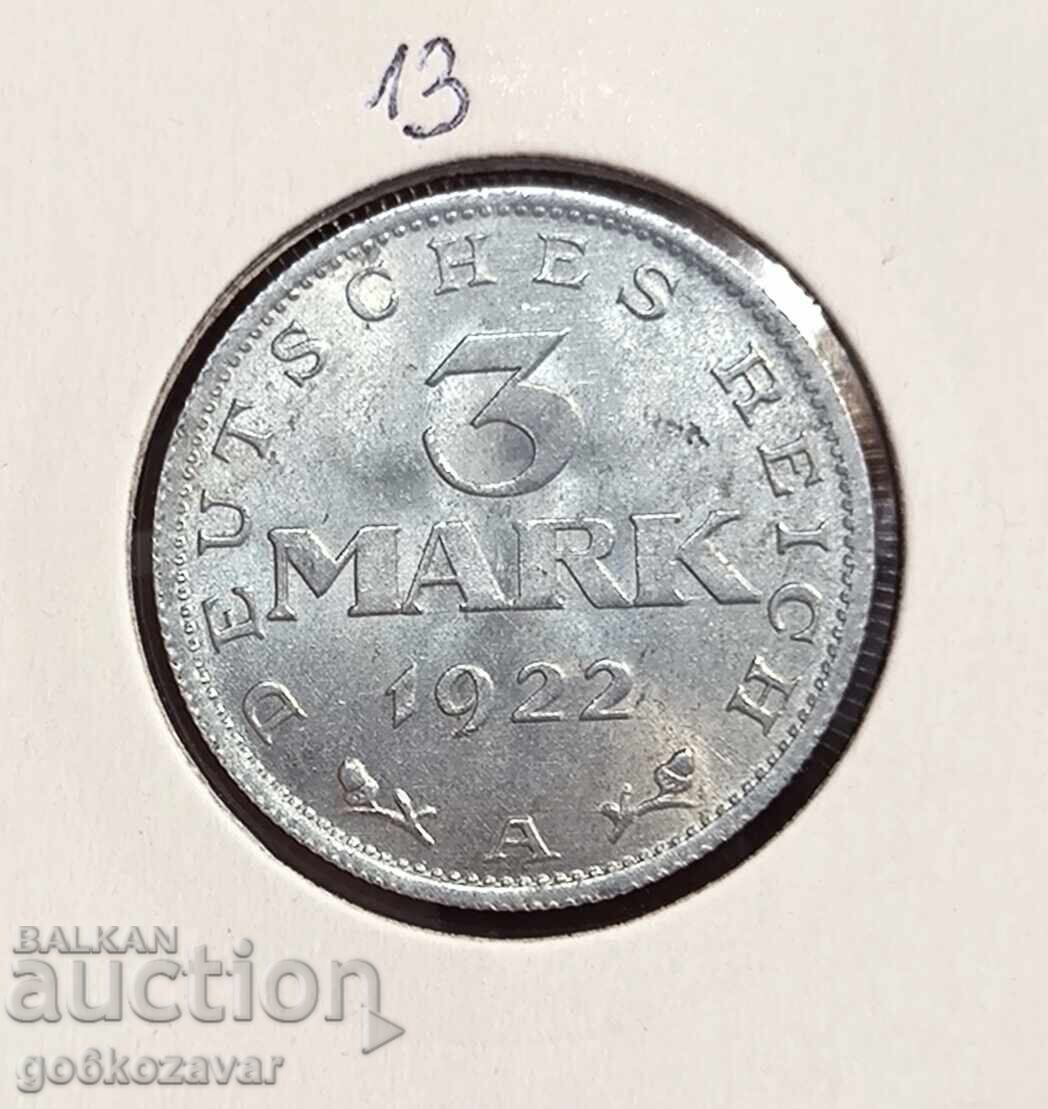 Germania 3 mărci 1922 UNC