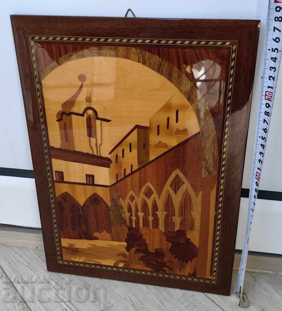 PANOU DIN LEMN INTARSIE PERFECT FRUMOS TABLOU CLOPOTNIȚĂ - 6