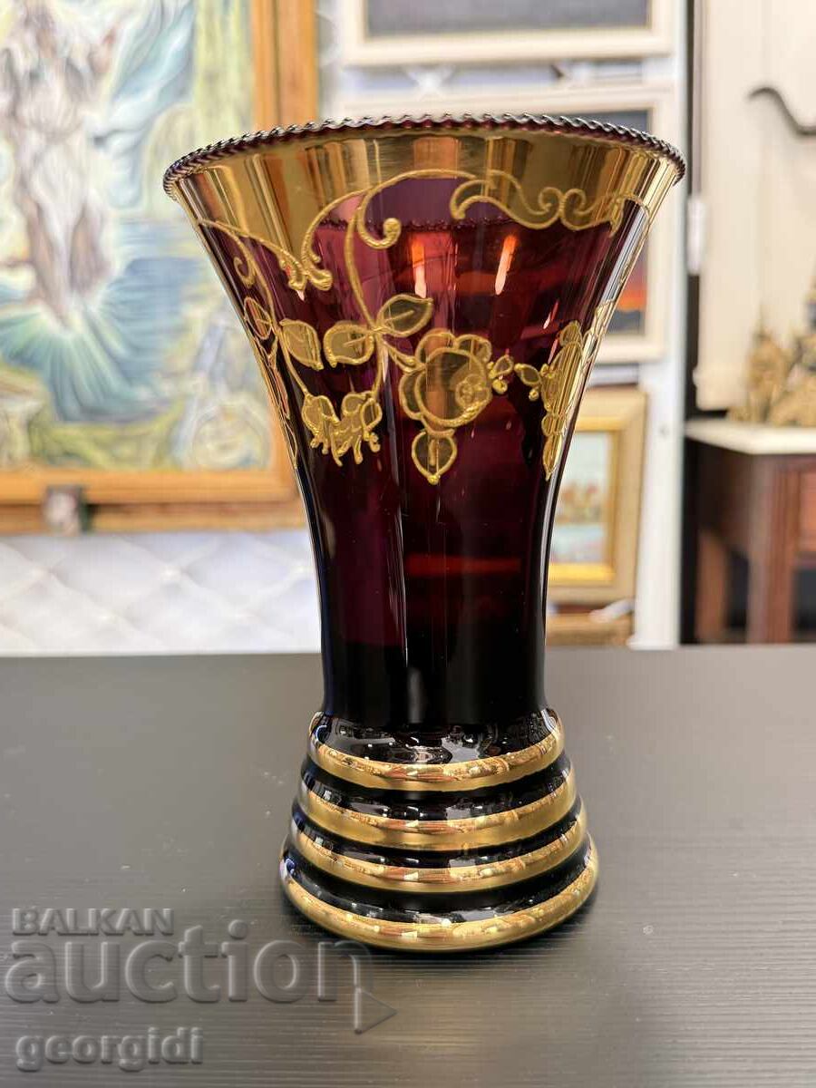 Γαλλικό ρουμπινί κρυστάλλινο βάζο με επιχρύσωση. Νο. 7917 - 5 Γαλλικό ρουμπινί κρυστάλλινο βάζο με επιχρύσωση. Νο. 7917 - 5