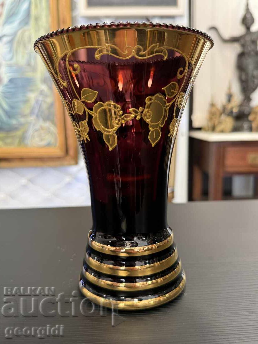 Γαλλικό ρουμπινί κρυστάλλινο βάζο με επιχρύσωση. Νο. 7917 - 6 Γαλλικό ρουμπινί κρυστάλλινο βάζο με επιχρύσωση. Νο. 7917 - 6