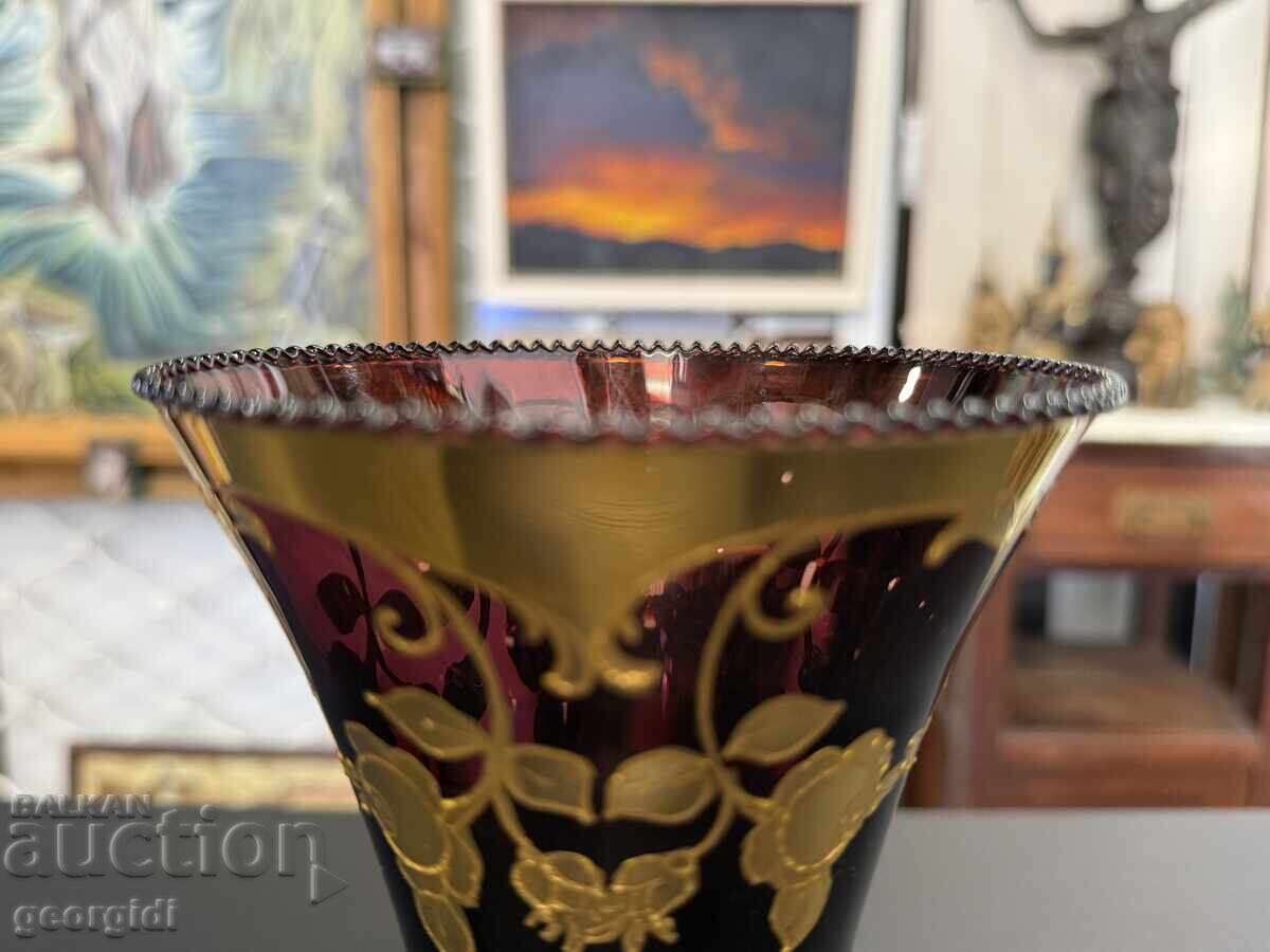 Γαλλικό ρουμπινί κρυστάλλινο βάζο με επιχρύσωση. Νο. 7917 - 7 Γαλλικό ρουμπινί κρυστάλλινο βάζο με επιχρύσωση. Νο. 7917 - 7