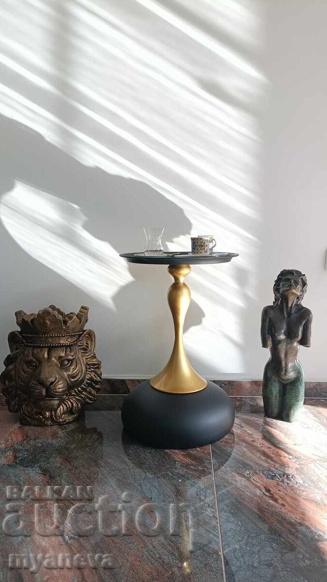 Metal, side table in gold and black - 6