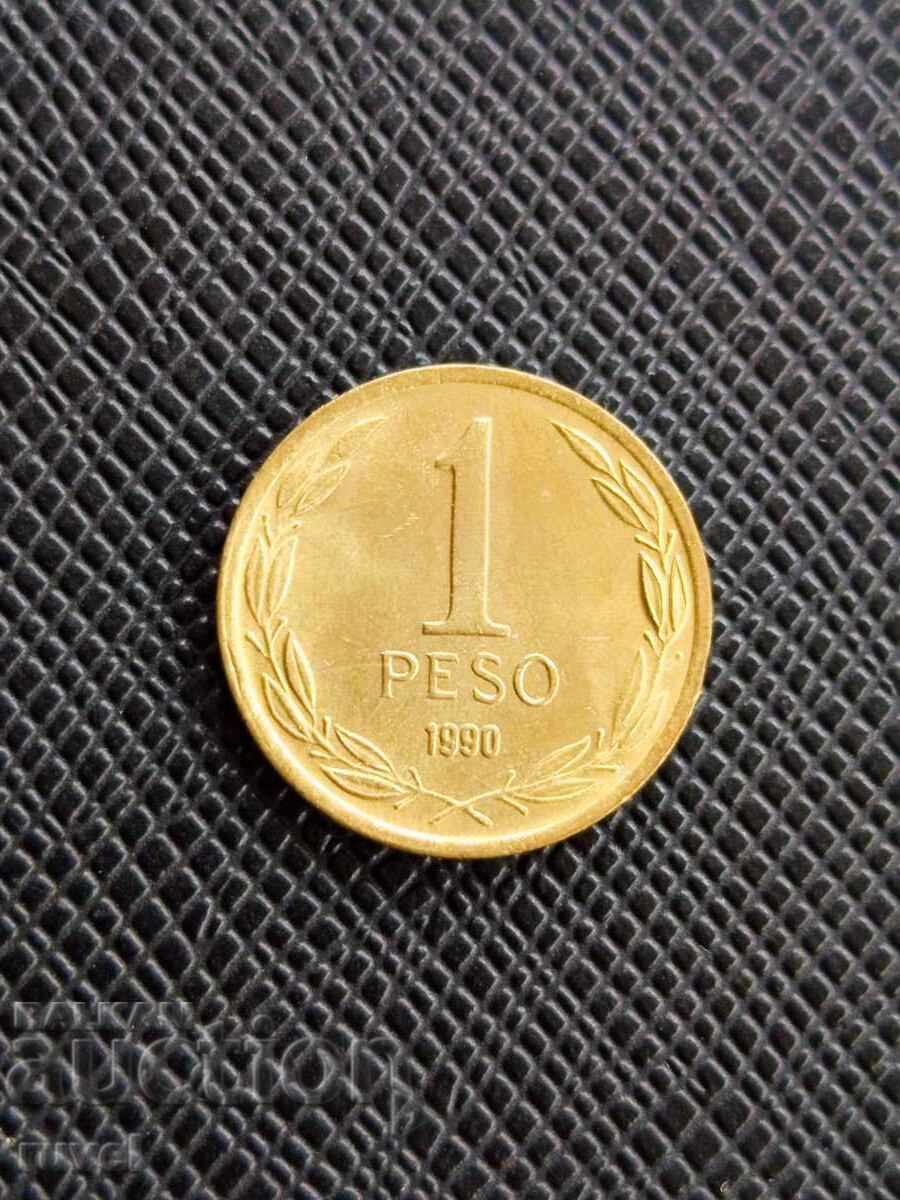 Чили 1 песо, 1990 год.