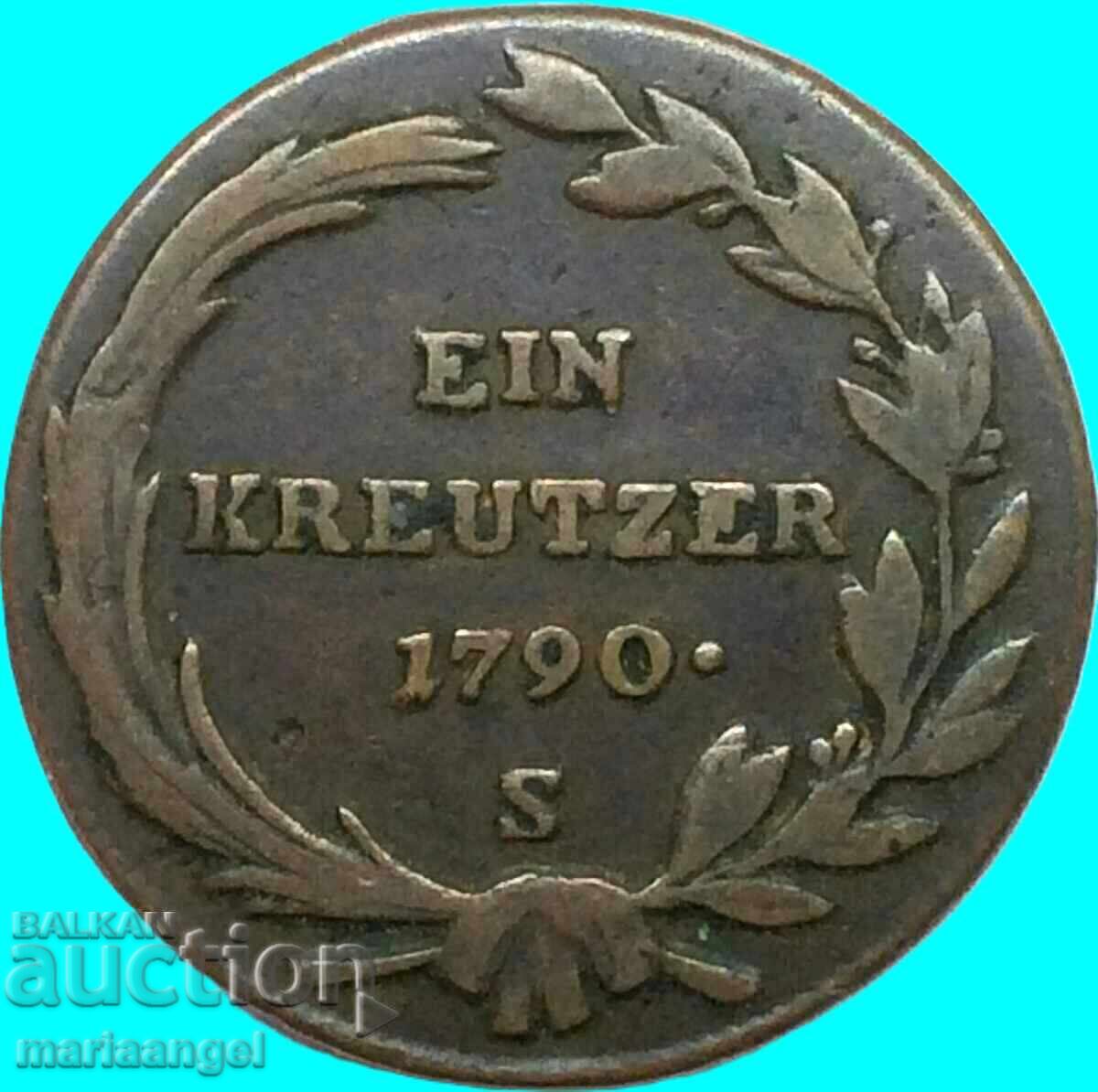 1 Kreuzer 1790 S - Schmolnitz Joseph II Austria - 5