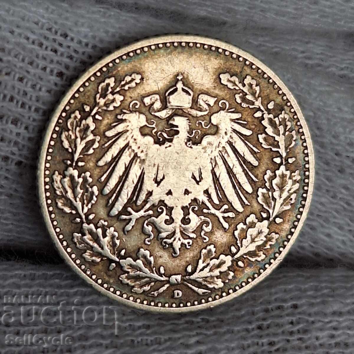 ✅ GERMAN EMPIRE - 1/2 Mark 1905 - D - SILVER❗ with price € 12.00 | 23.47 BGN ✅ GERMAN EMPIRE - 1/2 Mark 1905 - D - SILVER❗ with price € 12.00 | 23.47 BGN