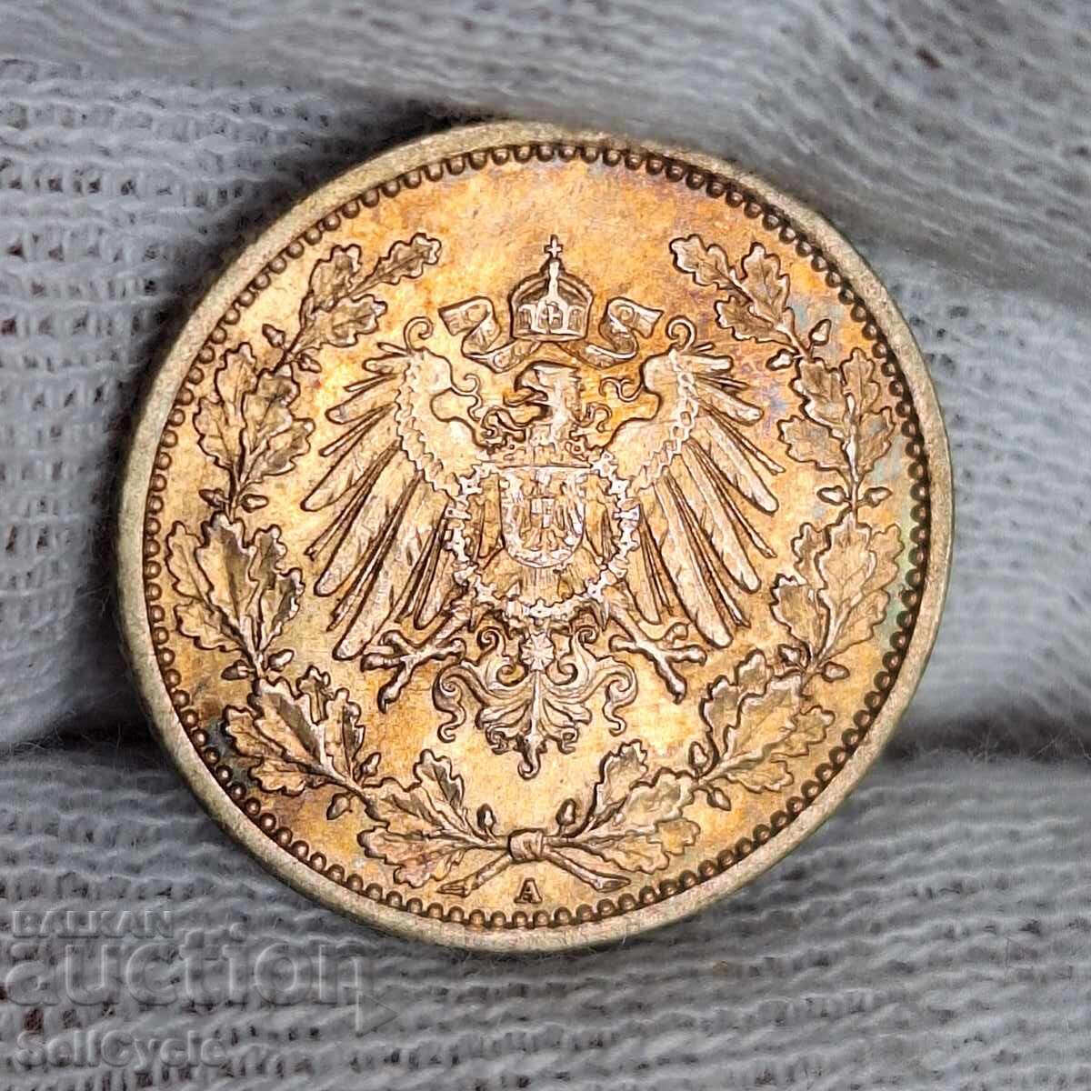 ✅IMPERIUL GERMAN - 1/2 marcă 1915 - A - ARGINT❗ cu preț € 15.00 | 29.34 BGN
