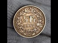 ✅ШВЕЙЦАРИЯ - 1/2 франк 1962 - СРЕБРО❗