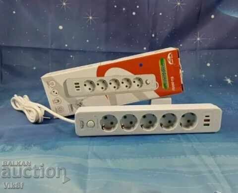 Prelungitor 5 prize 2 buc usb, Type C 2500W