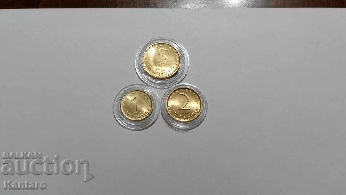 Auction  Coin - BULGARIA - Lot - 1; 2; 5 stotinki - 1999 - UNC