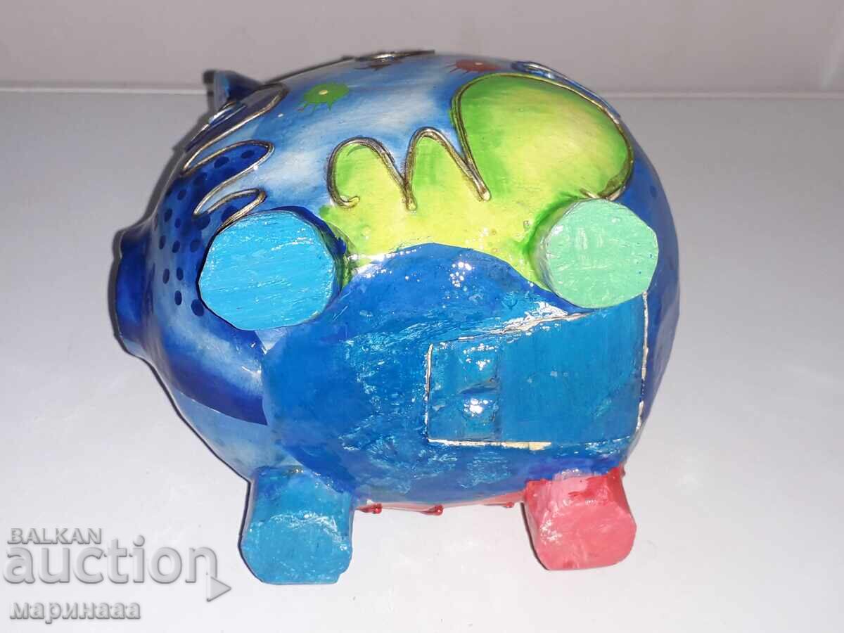 LARGE OLD PIGGY BANK. WOOD - 5