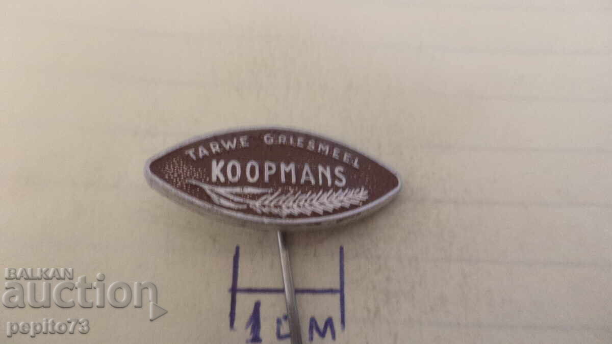 Advertising badge, Koopmans, brand wheat semolina with price € 1.00 | 1.96 BGN