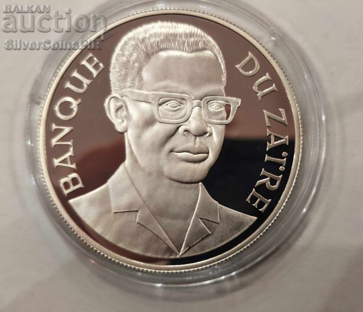 Сребро 5 Заира 1975 Заир Застрашени Животни - 5 Сребро 5 Заира 1975 Заир Застрашени Животни - 5