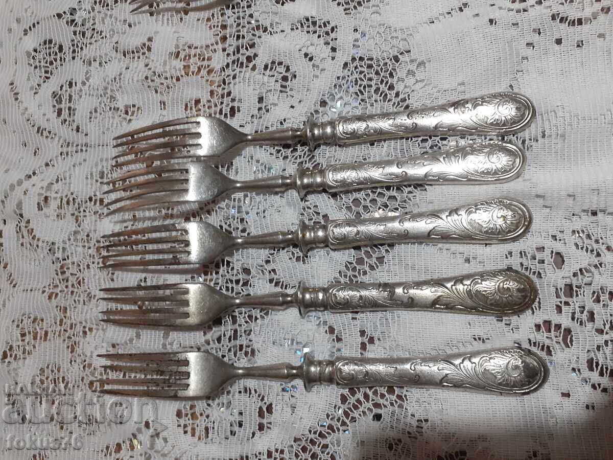 Стари антикварни посребрени вилици 5 + 1 - 6