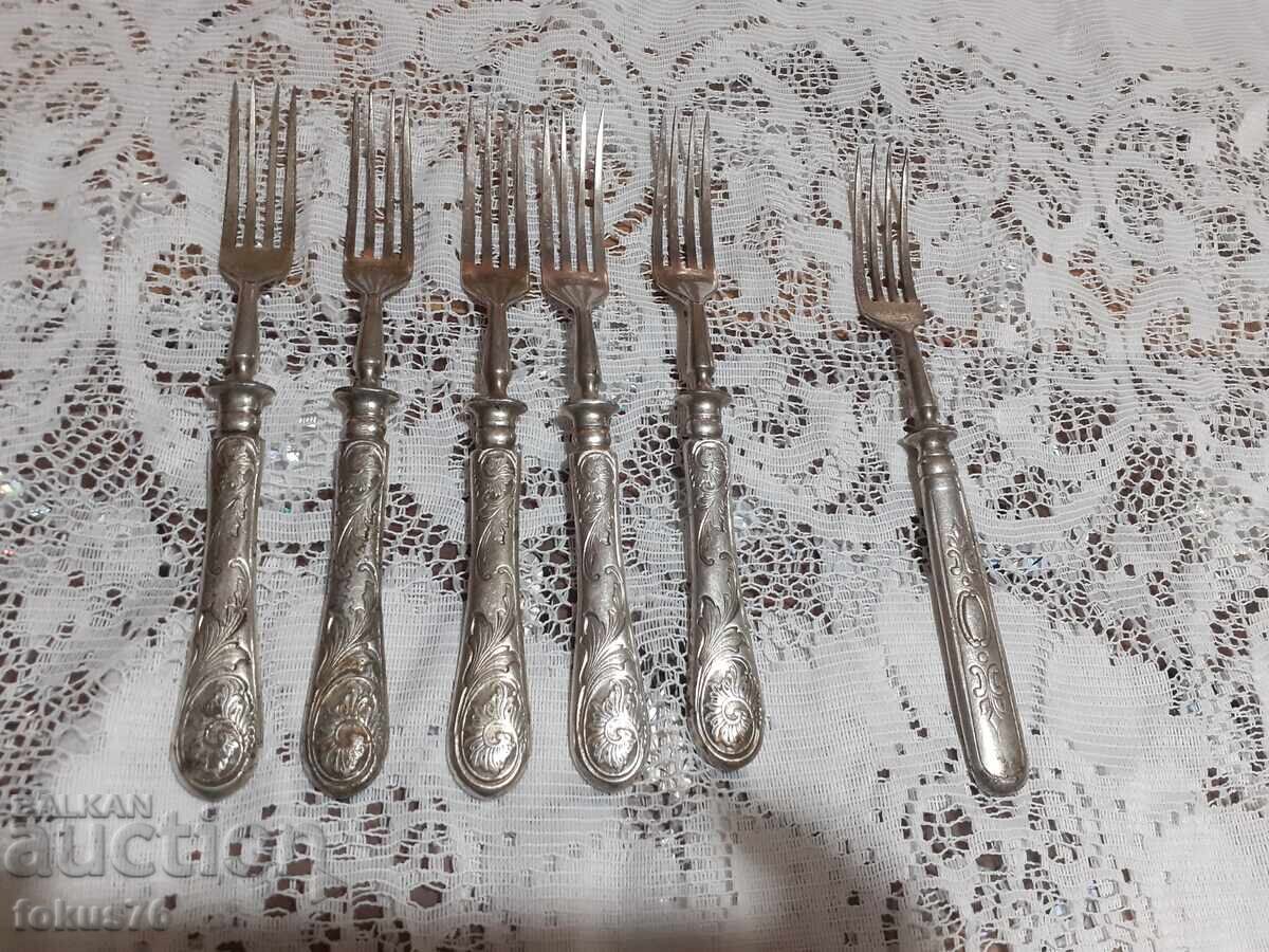 Стари антикварни посребрени вилици 5 + 1