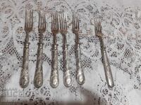 Furculițe vechi argintate de epocă 5 + 1