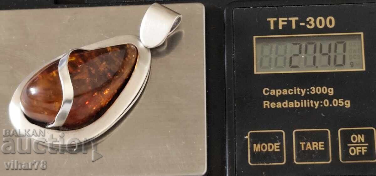 Pandantiv din argint cu chihlimbar - 6