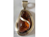 Silver Pendant with Amber