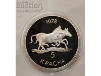 Argint 5 Kwacha 1978 Malawi Animale pe cale de dispariție