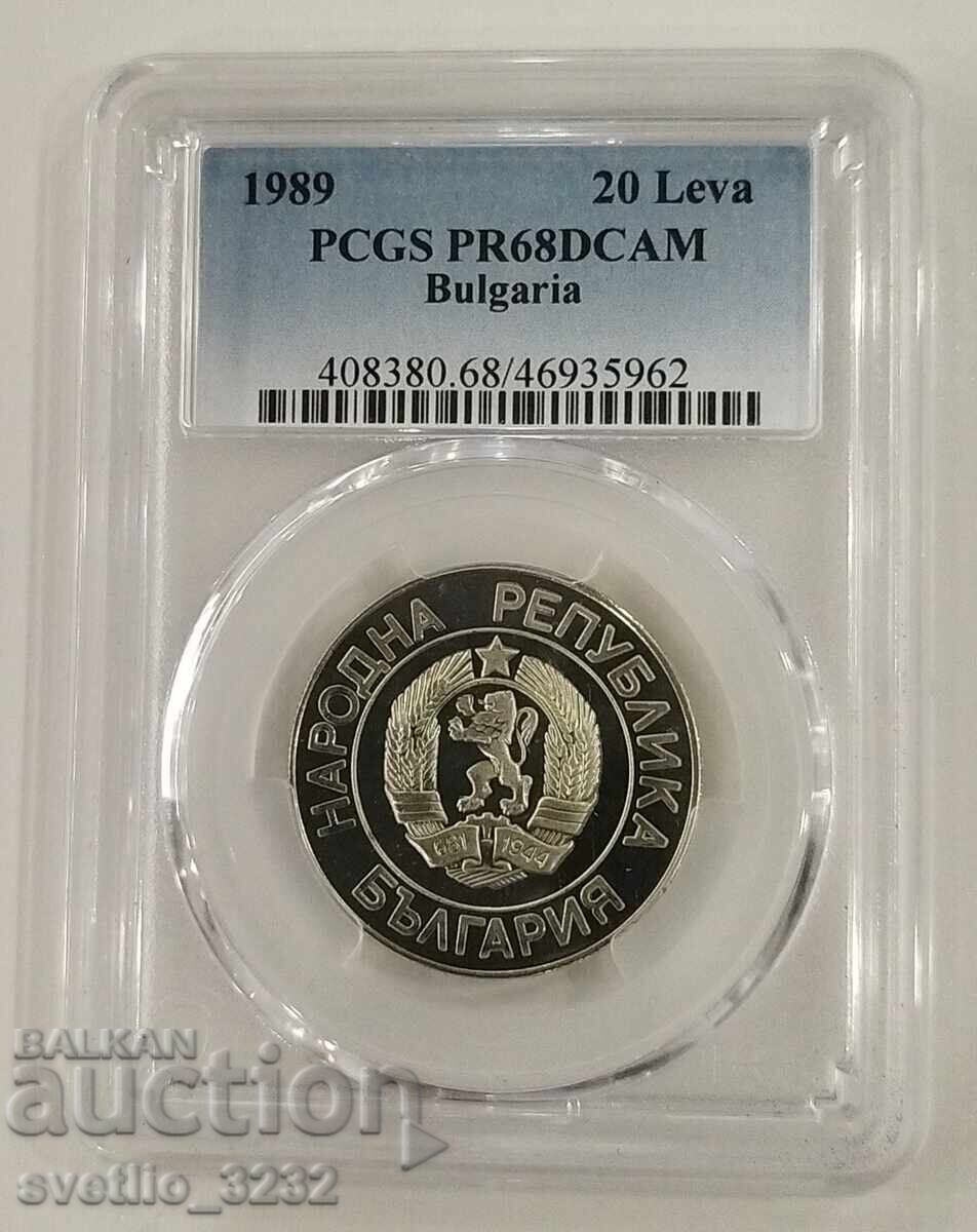 20 leva 1989 NRB PR 68 DCAM PCGS