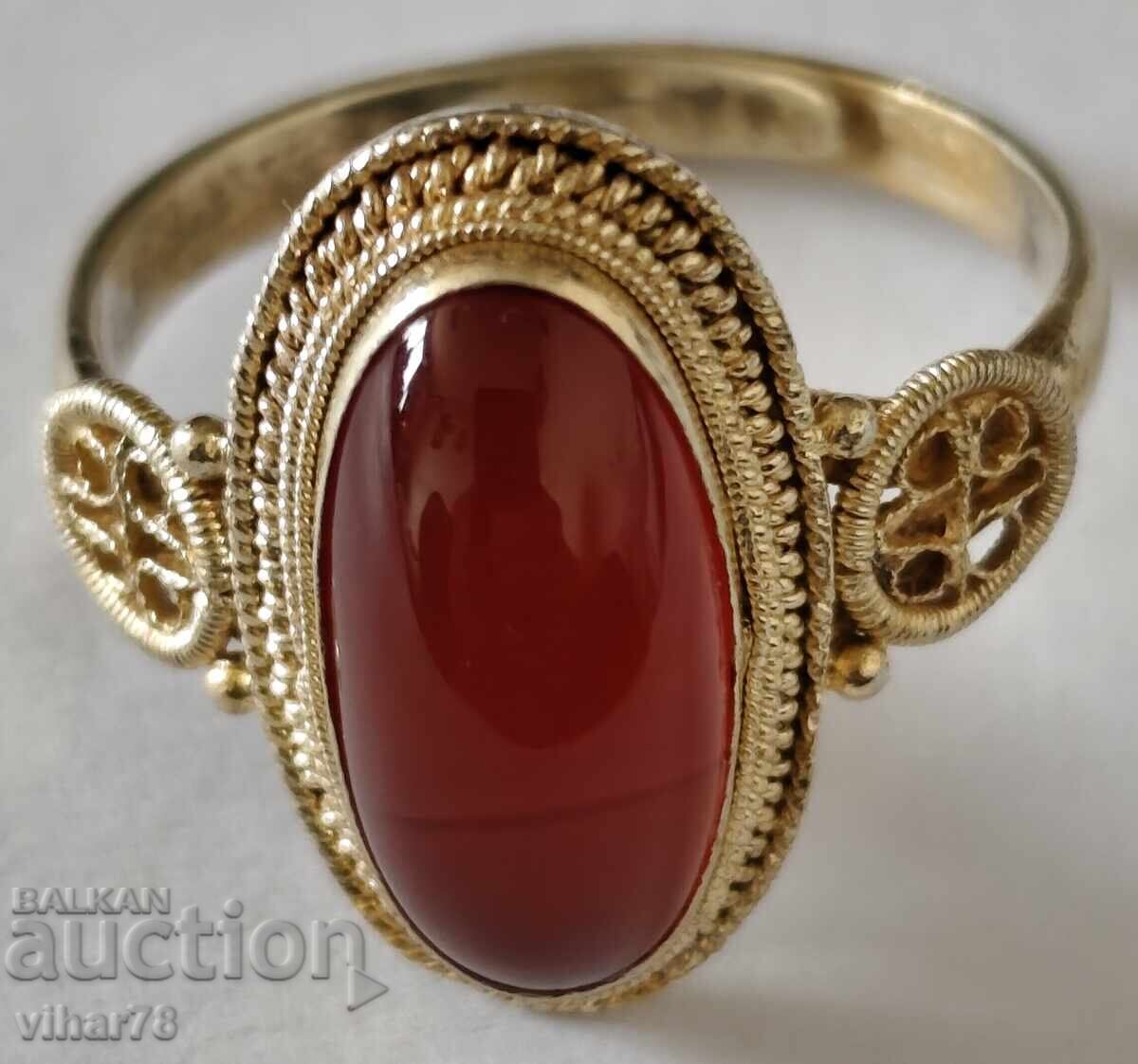 Ασημένιο δαχτυλίδι με καρνελιάνα - 6