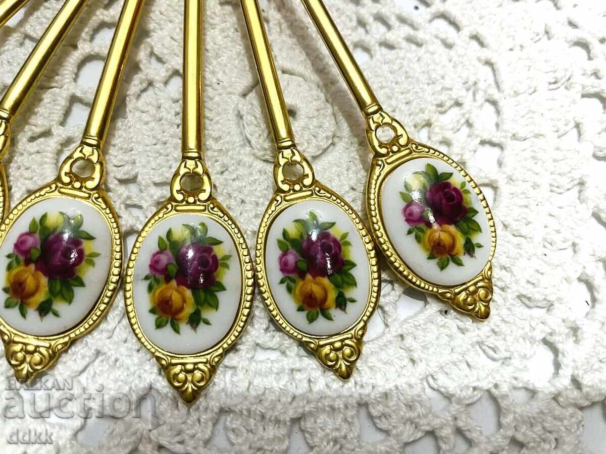 ROYAL ALBERT красиви позлатени лъжички от Англия - 5