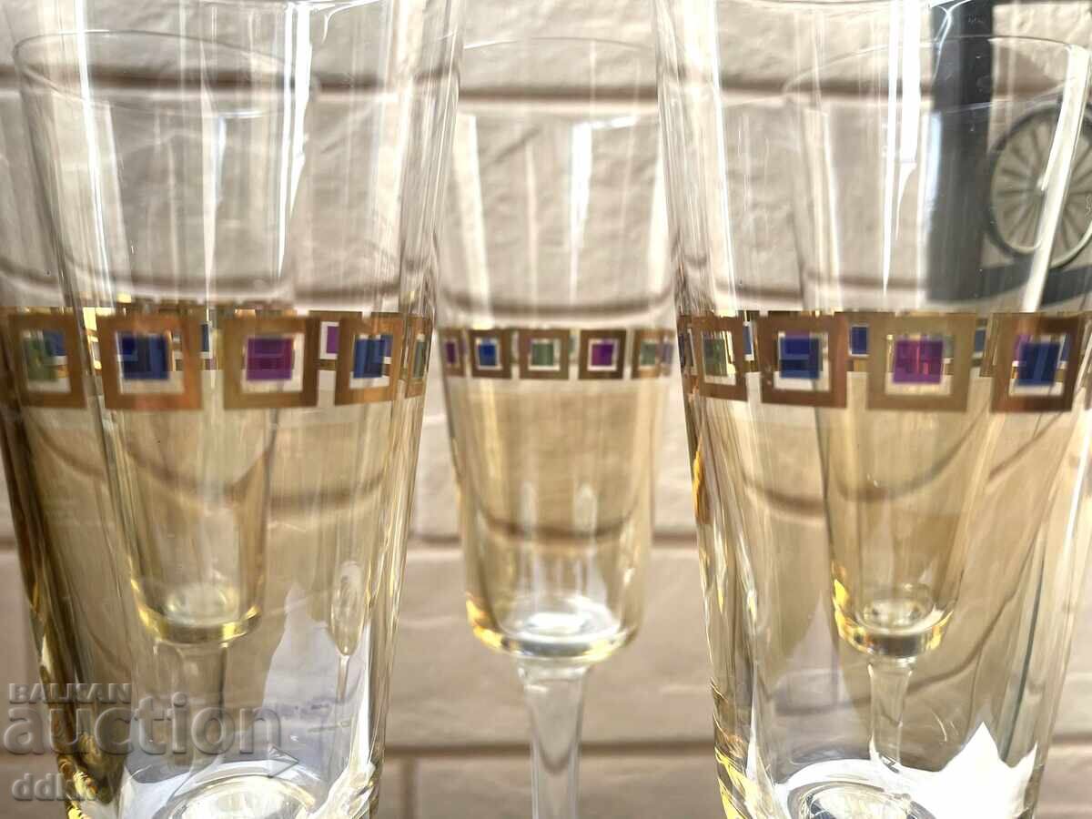 Pahare înalte de sticlă frumoase din Anglia, 5 buc - 6