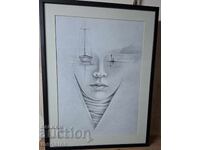 Grafică originală în ramă, dimensiune 82/63 cm