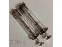 Lot of 2 glass syringes