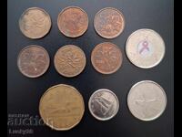 Лот от 10 бр. канадски центове и долари 1976 - 2010