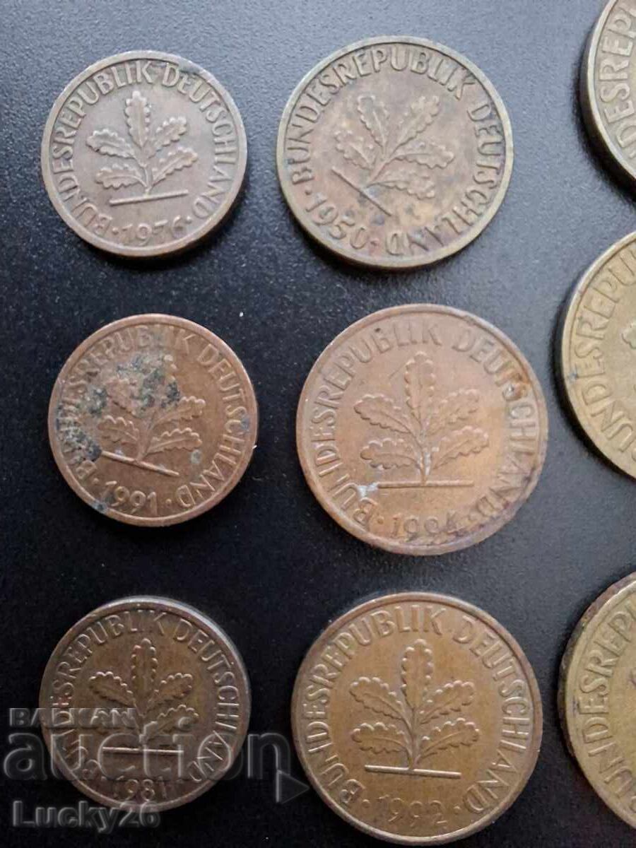 Lot de 12 monede germane - Pfennig 1950 - 1994 - 5 Lot de 12 monede germane - Pfennig 1950 - 1994 - 5