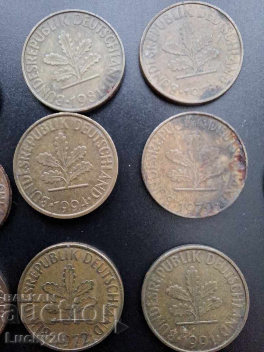 Lot de 12 monede germane - Pfennig 1950 - 1994 - 6 Lot de 12 monede germane - Pfennig 1950 - 1994 - 6