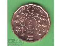 (¯`'•.¸   2 шилинга 1987  УГАНДА UNC   ¸.•'´¯)