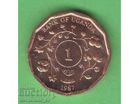 (¯`'•.¸ 1 șiling 1987 UGANDA UNC ¸.•'´¯)