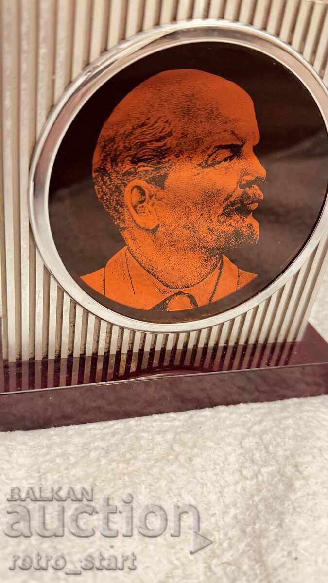 Lenin, Table Plaque 60s red glass and metal with price € 40.00 | 78.23 BGN