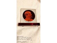 Lenin, Table Plaque 60s red glass and metal