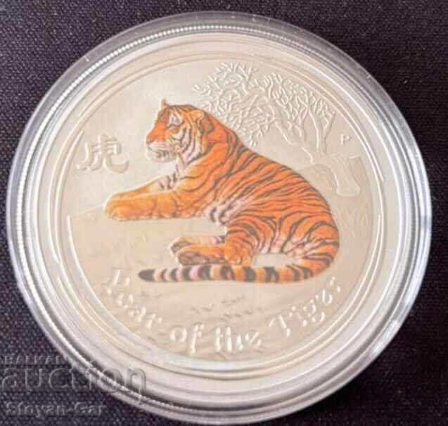 Monedă de argint Lunar Seria 2 color 2010 1 oz