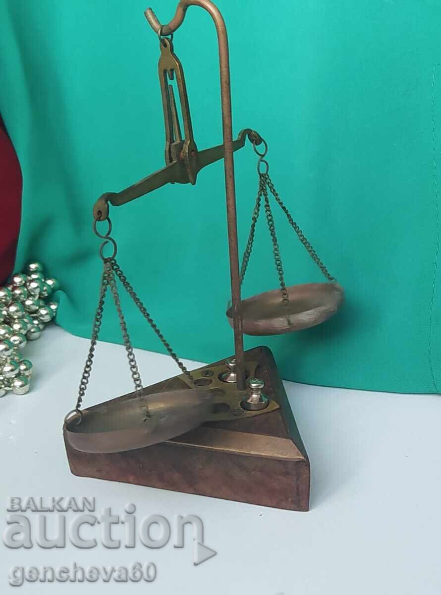 Παλιά φαρμακευτική ζυγαριά κοσμημάτων / χάλκινη - 5