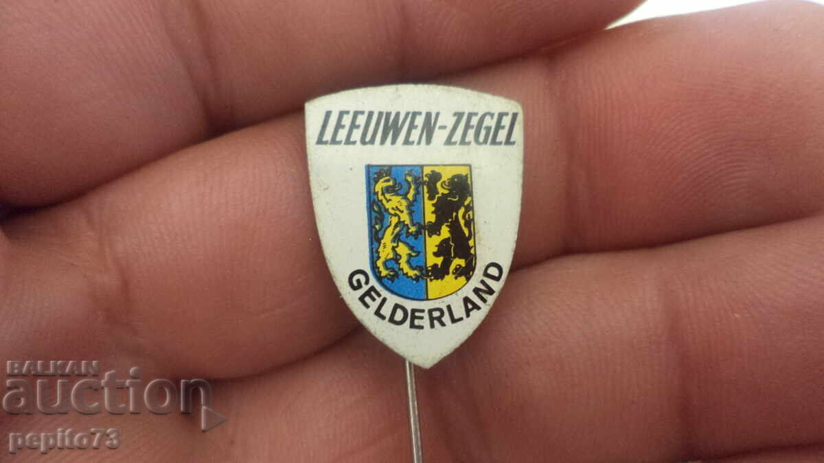 Advertising badge, Leeuwen-Zegel, Gelderland with price € 1.00 | 1.96 BGN