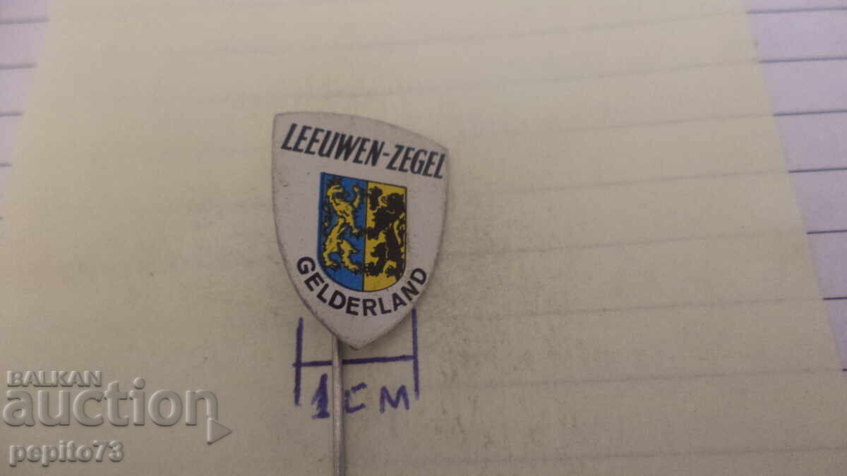 Auction  Advertising badge, Leeuwen-Zegel, Gelderland