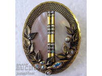 Broșă germană aurită pentru damă, lucrată manual MARENA