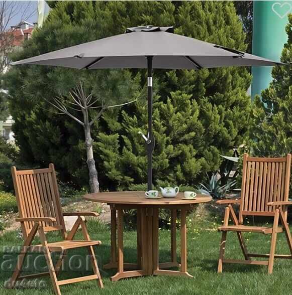 Umbrelă de grădină pliabilă, rezistentă la vânt, gri, cu mecanism manual cu preț € 41.00 | 80.19 BGN